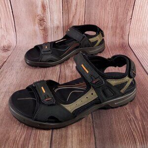 Ecco Yucatan Mens 13-13.5 Black Mole Comfort Adjustable Hiking Sport Sandals